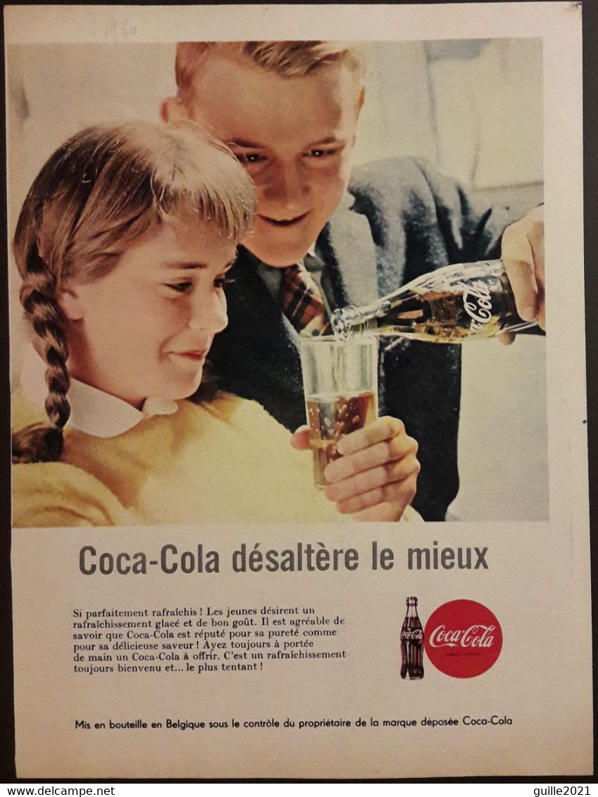 Publicité Papier 1961 Coca-Cola Désaltère Le Mieux 20 X 26, 5 Cm - Other & Unclassified