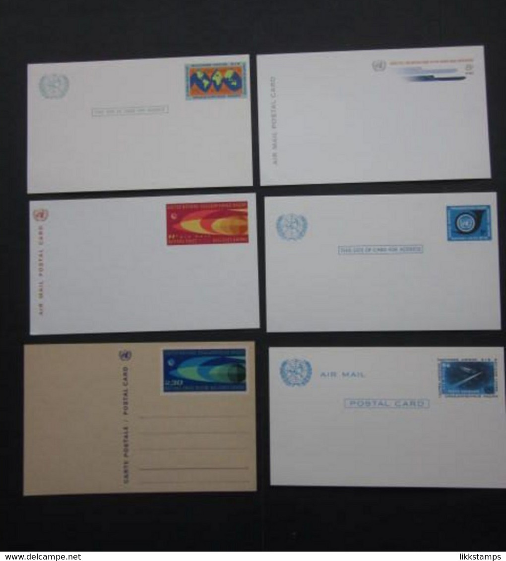 A GROUP OF SIX 1960's UNITED NATIONS UNUSED POSTAL CARDS. ( 02226 ) - Cartas & Documentos