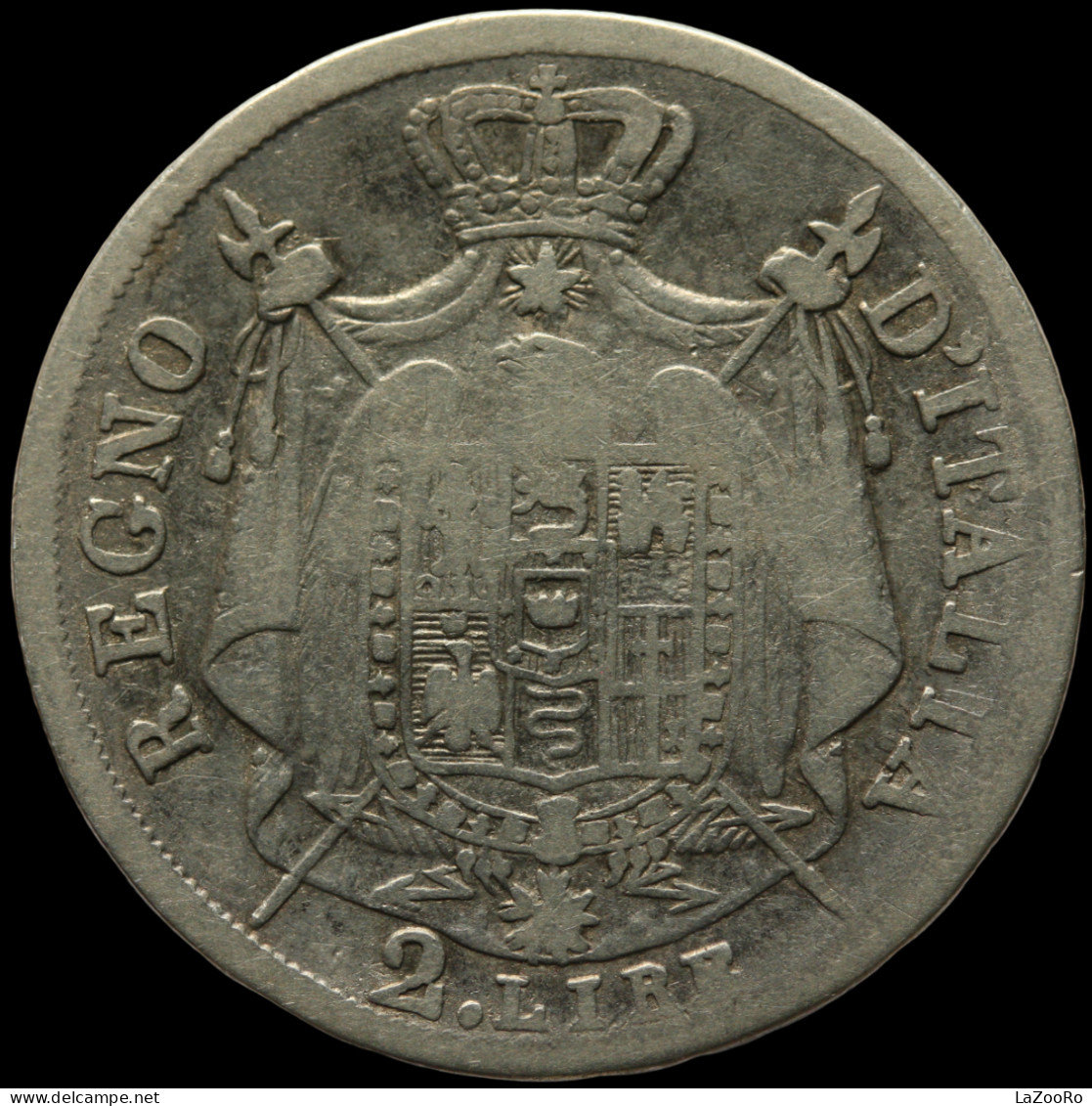 LaZooRo: Italy 2 Lire 1812 V F / VF Napoleon I - Silver - République Cisalpine / République Italienne