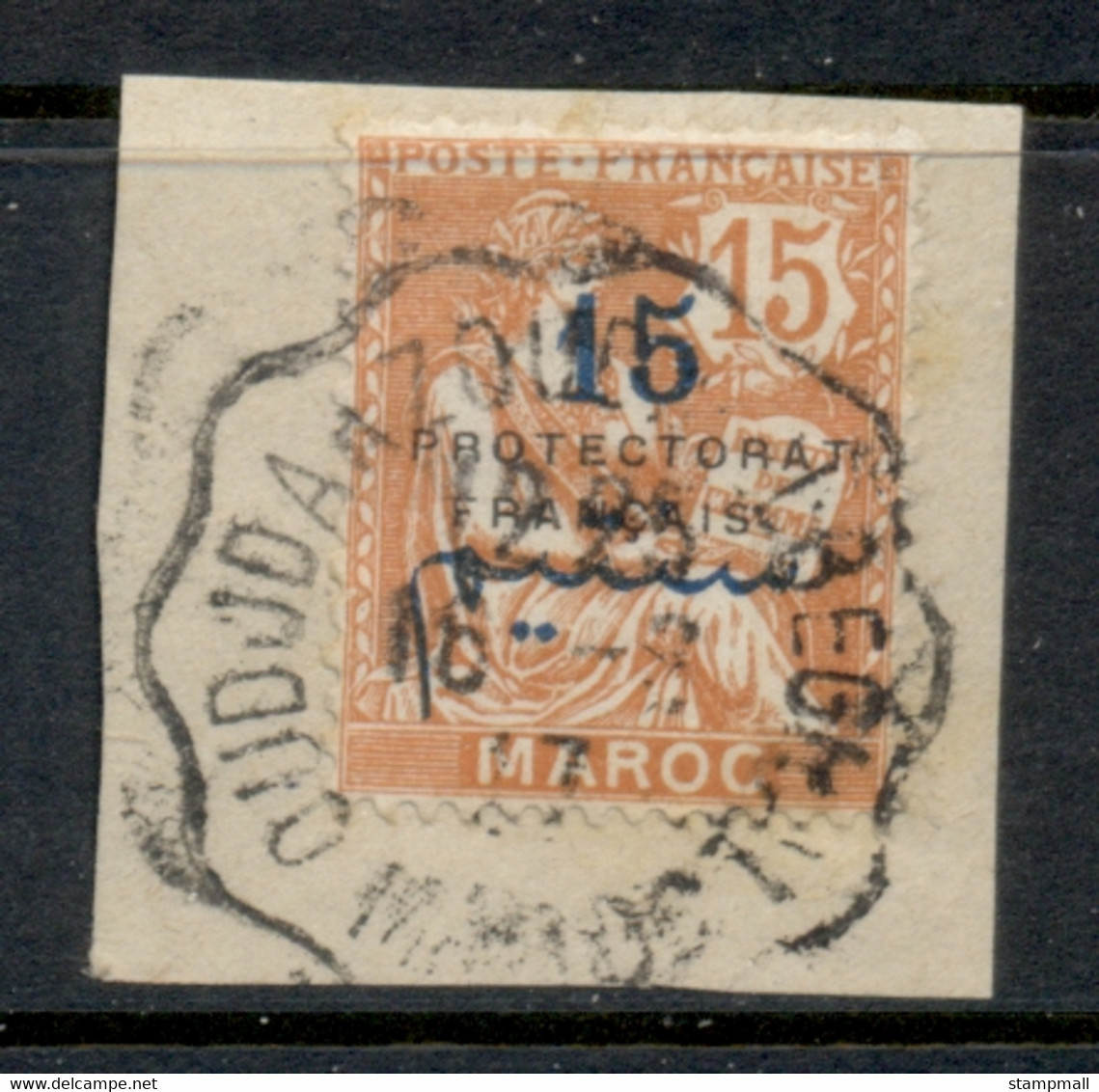 French Morocco 1914-21 Mouchon 20c On 20c Brown-violet Surch, Opt Protectorat Francais FU - Usados