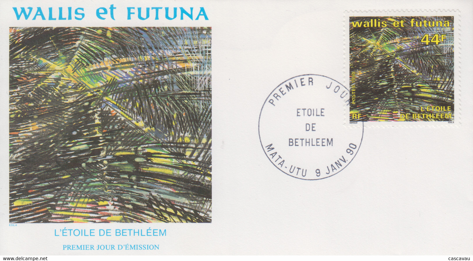 Enveloppe  FDC  1er  Jour   WALLIS  ET  FUTUNA    L' ETOILE  DE  BETHLEEM   1990 - FDC