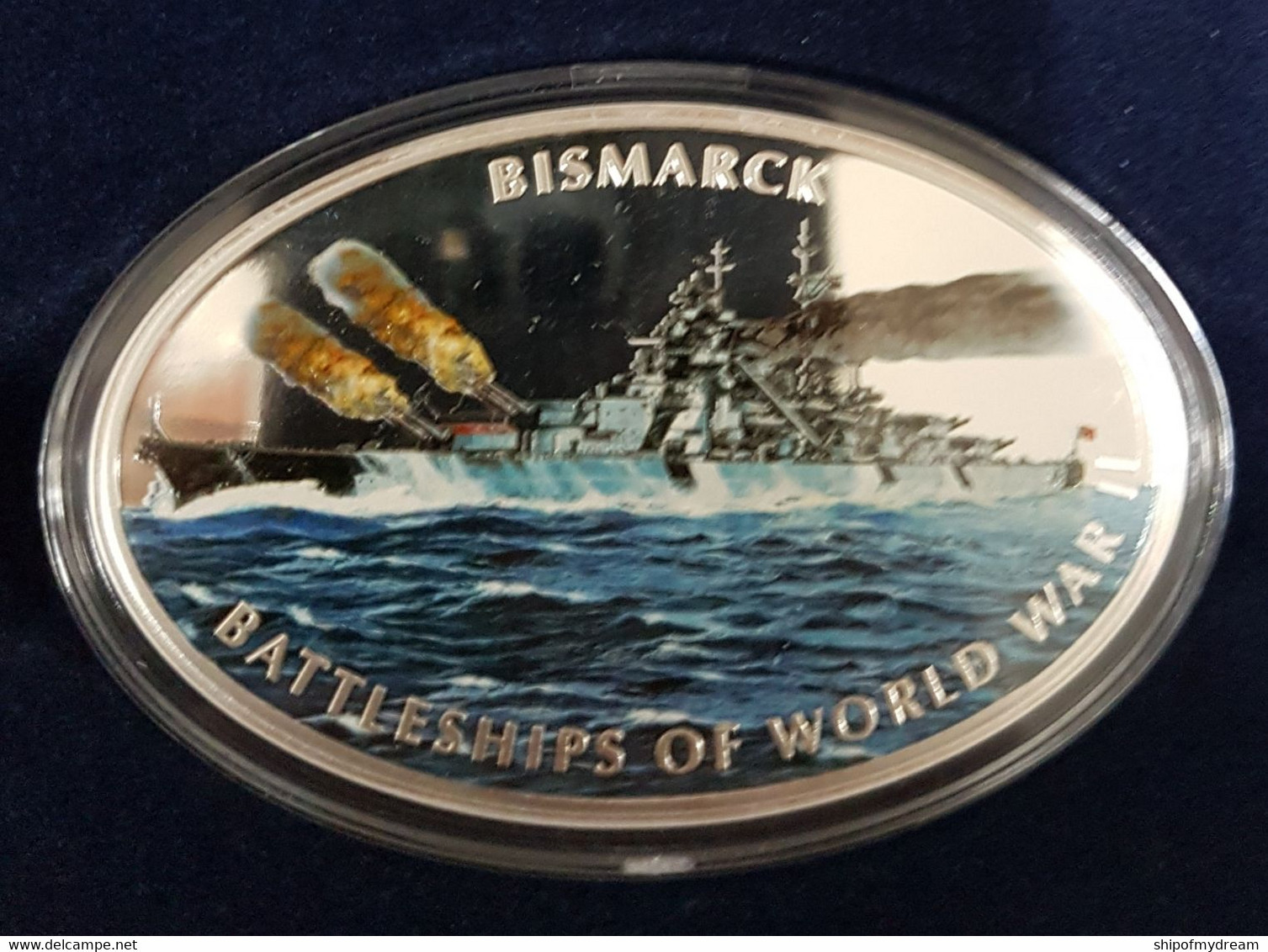 Tokelau 1$ 2013 "Battleships Of World War II" - Bismark. Proof. 2oz. Oval 70x45 Mm. Very Scarce. Mintage = 3000. - Andere - Oceanië