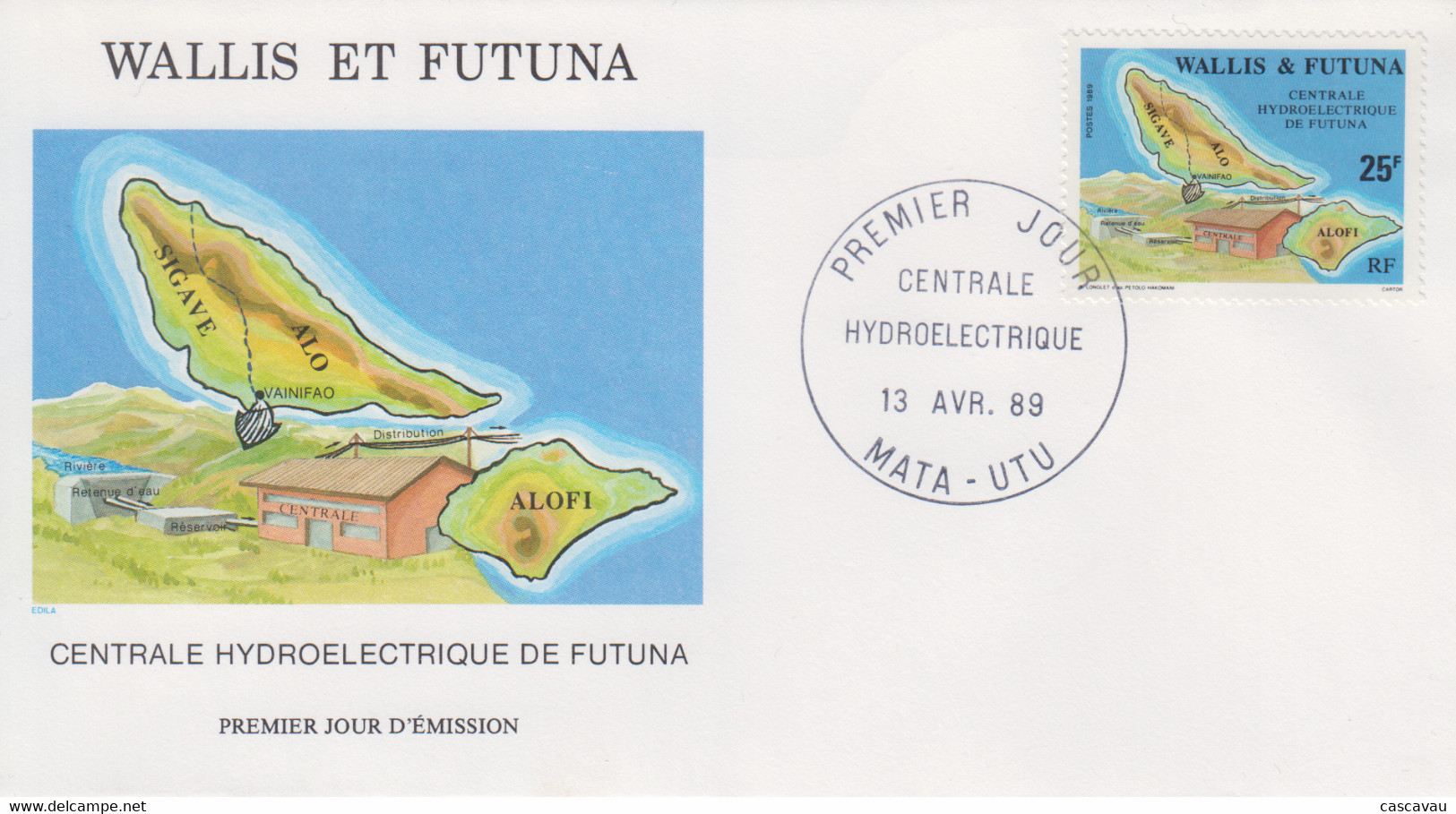 Enveloppe  FDC  1er  Jour    WALLIS  ET  FUTUNA     Centrale  Hydroélectrique  De   FUTUNA    1989 - FDC