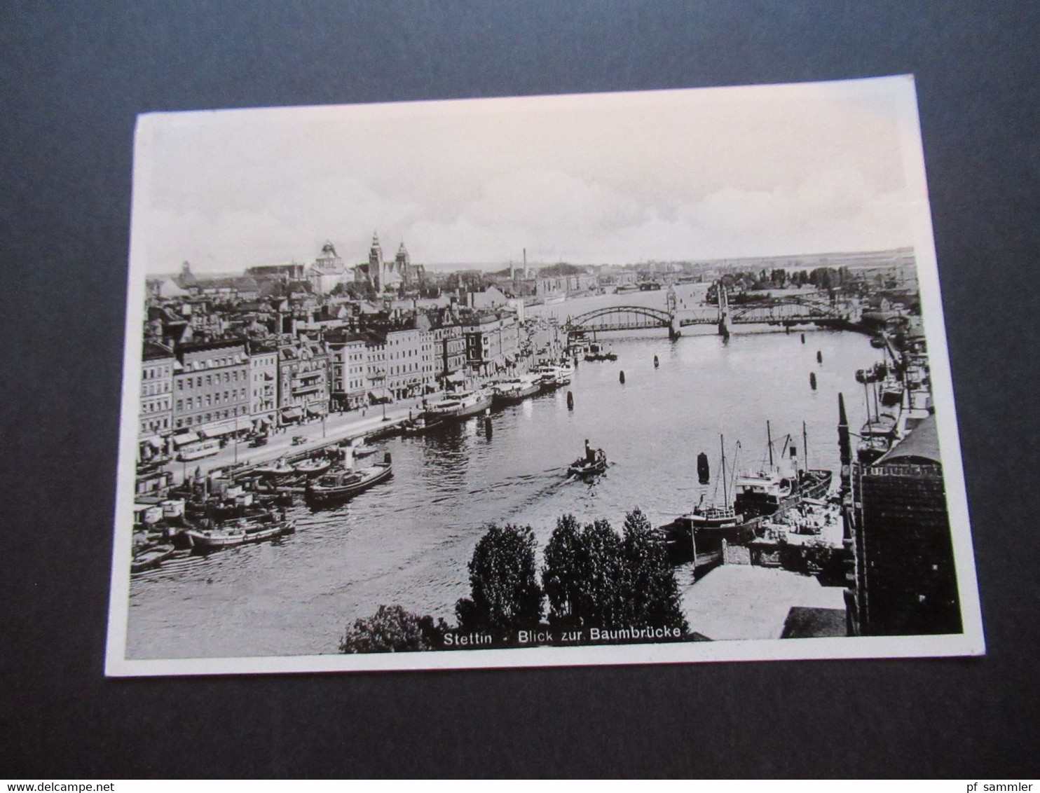 Deutsches Reich Ostgebiet Pommern 1935 Echtfoto AK Stettin Blick Zur Baumbrücke Werbestp. Deutsche Bach - Händel Feier - Pommern