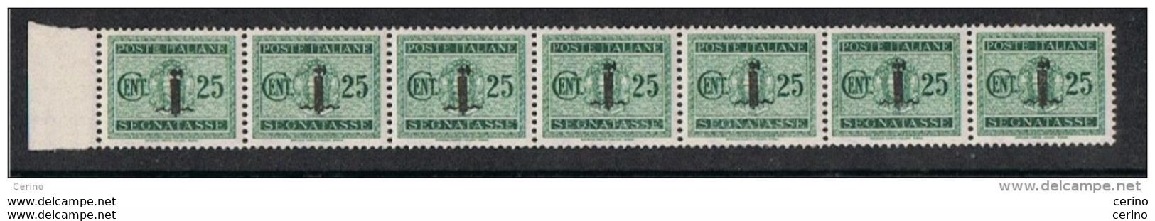 R.S.I.:  1944  TASSE  SOPRASTAMPATI  -  25 C.  VERDE  STRISCIA  7  N. -  SASS. 63 - Strafport