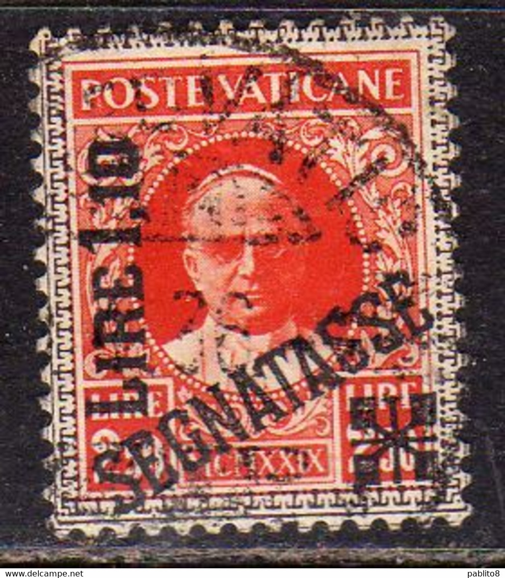 VATICANO VATIKAN VATICAN 1931 SEGNATASSE TAXES DUE TASSE CONCILIAZIONE SOPRASTAMPATO LIRE 1,10 SU 2,50 USATO USED - Postage Due