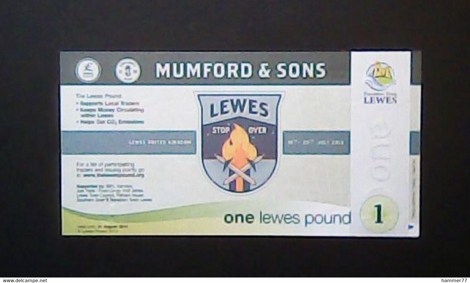 United Kingdom England 2013: Lewes 1 Pound Mumford & Sons Edition Unc - 1 Pound