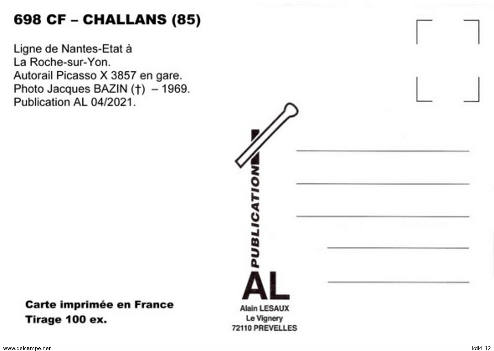 AL 698 - Autorail Picasso X 3857 En Gare De CHALLANS - Vendée - SNCF - Challans