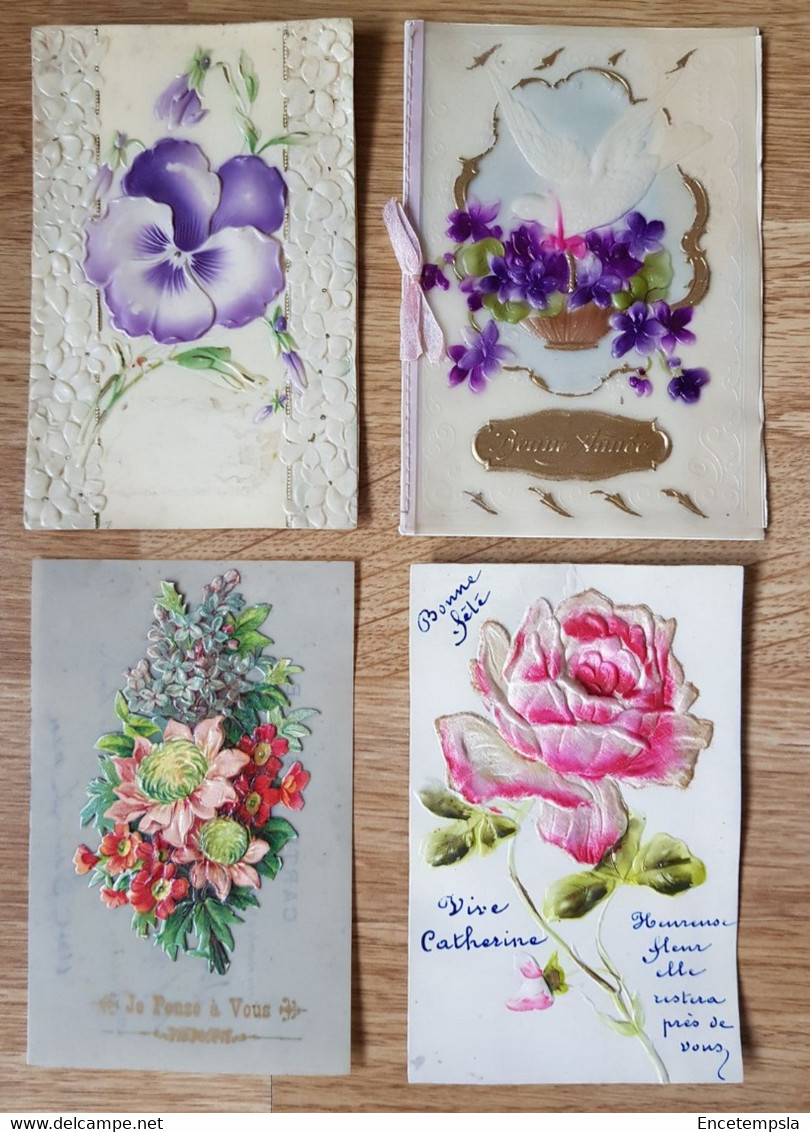 Cartes Postales - Lot 12 Cartes Postales En Celluloïde - Relief, Fleurs ( Lot Celluloide 1 OK) - 5 - 99 Cartes