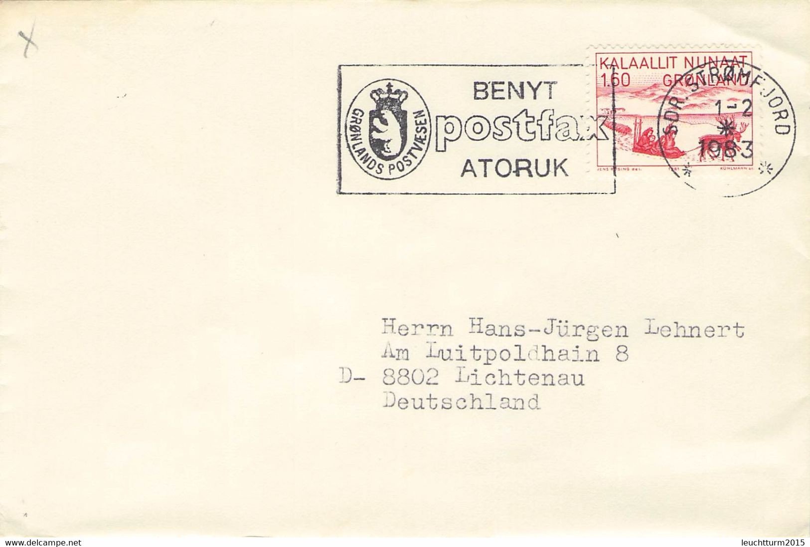 GREENLAND - LETTER 1983 SDR. STROMFJORD > LICHTENAU/DE Mi #118 / PR 133 - Brieven En Documenten