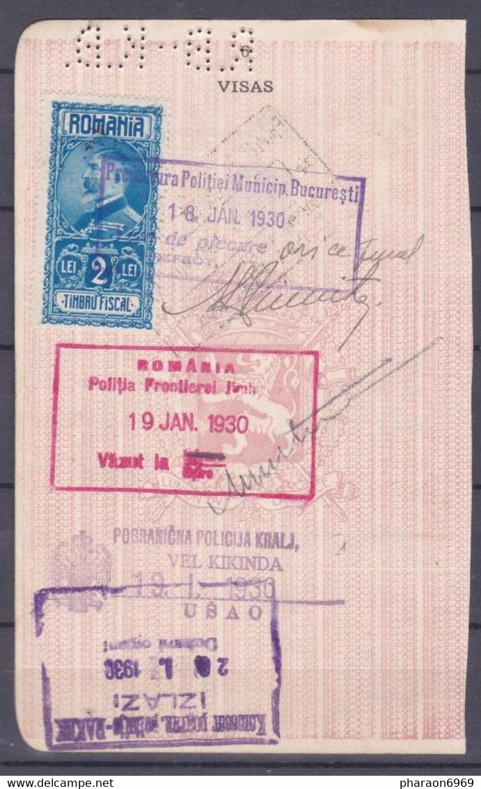 Timbre Fiscal Sur Page Visas - Revenue Stamps