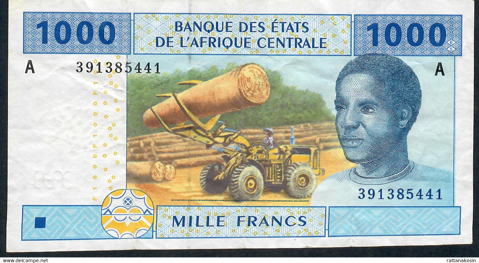 C.A.S. GABON P407Ab 1000 FRANCS 2002 RAREST SIGNATURE 9  VF Clean NO P.h. - Centraal-Afrikaanse Staten