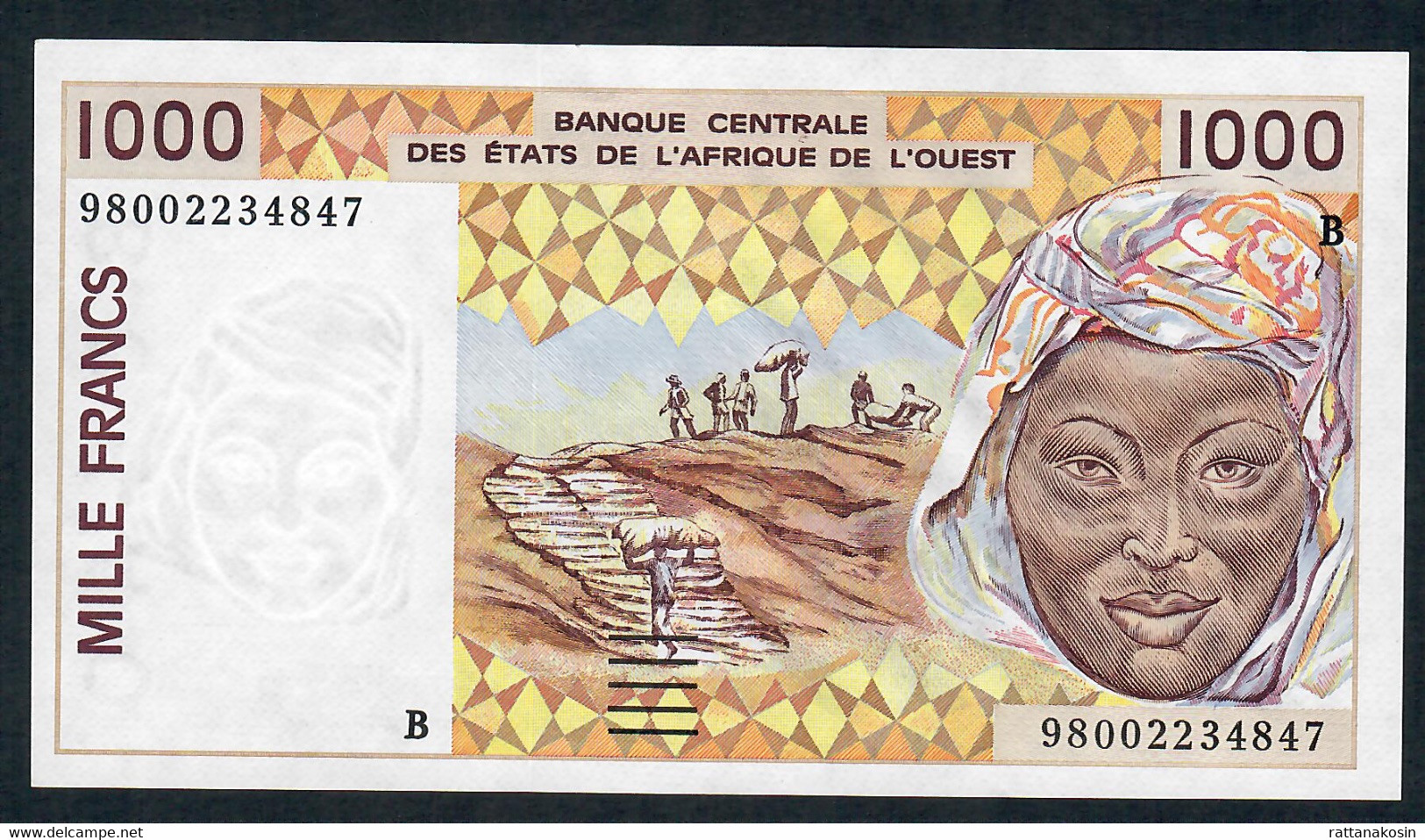 W.A.S. BENIN P211Bi  1000 FRANCS (19)98 1998  XF-AU    NO  P.h. - États D'Afrique De L'Ouest