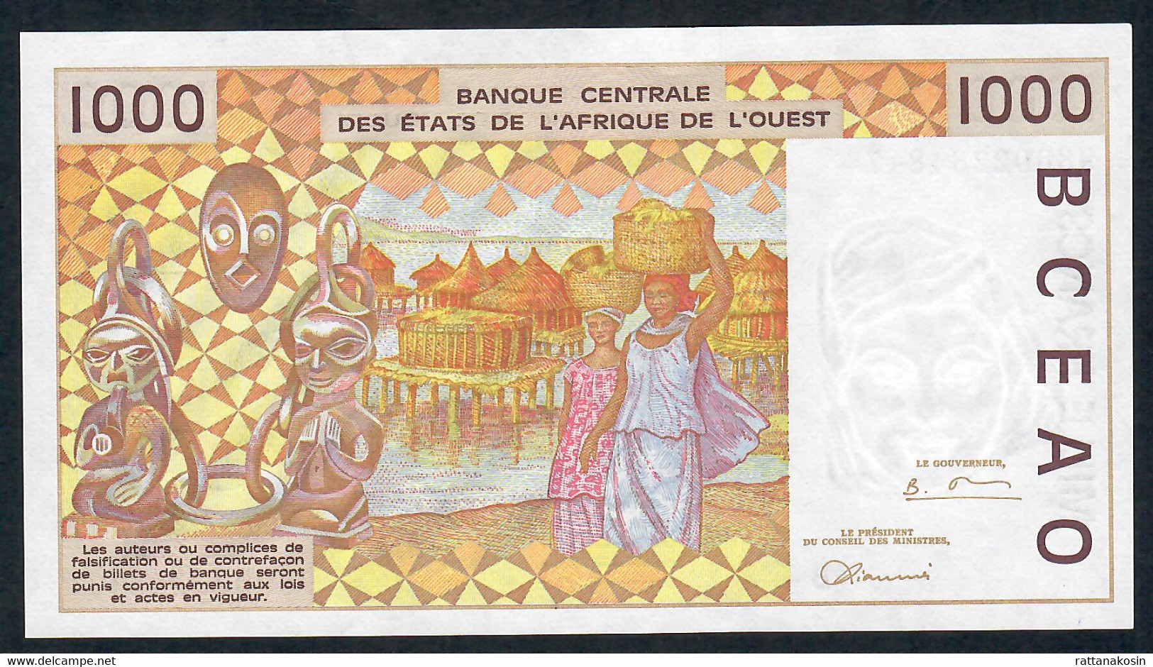 W.A.S. BENIN P211Bi  1000 FRANCS (19)98 1998  XF-AU    NO  P.h. - États D'Afrique De L'Ouest