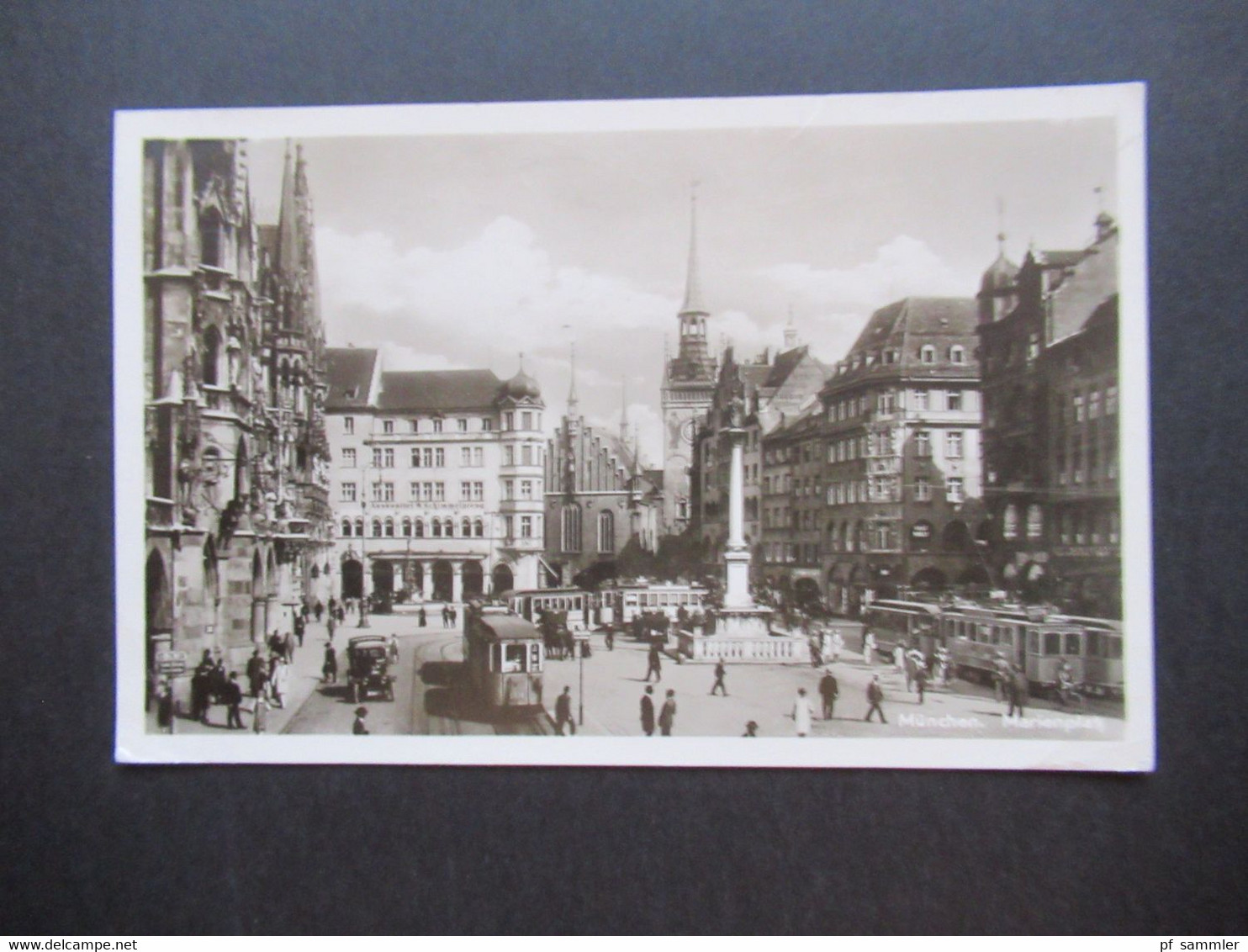 Echtfoto AK Deutsches Reich 1937 München Marienplatz Werbestempel Besucht Die Reichsnährstands Ausstellung - München