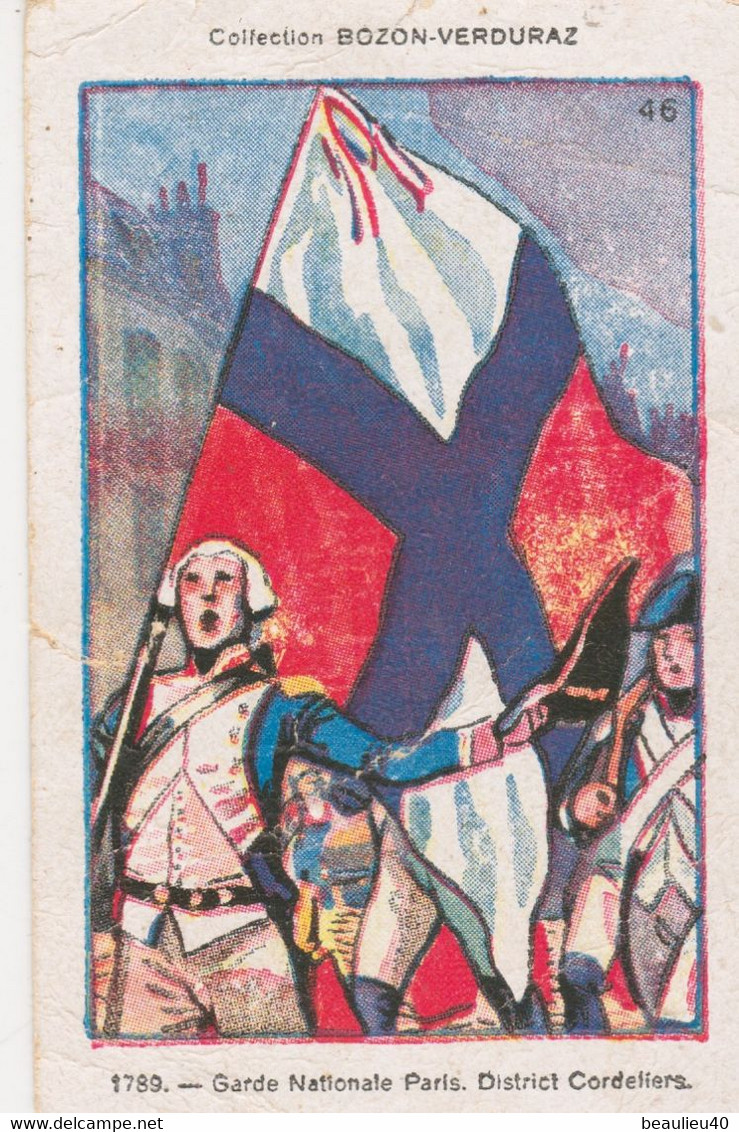 COLLECTION  BOZON-VEROUAZ N°46 DRAPEAUX FRANÇAIS  SERIE F N°46  GARDE NATIONALE DE PARIS  DISTRICT CORDELIERS 1789 - Drapeaux