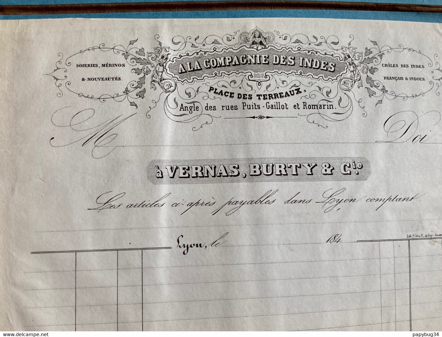 DÉPLIANT  ENTOILÉ  DE  REPRÉSENTANT  CONTENANT  12  ENTÊTES  DE  FACTURES  DIFFÉRENTES  EN  DATE  : 184.....