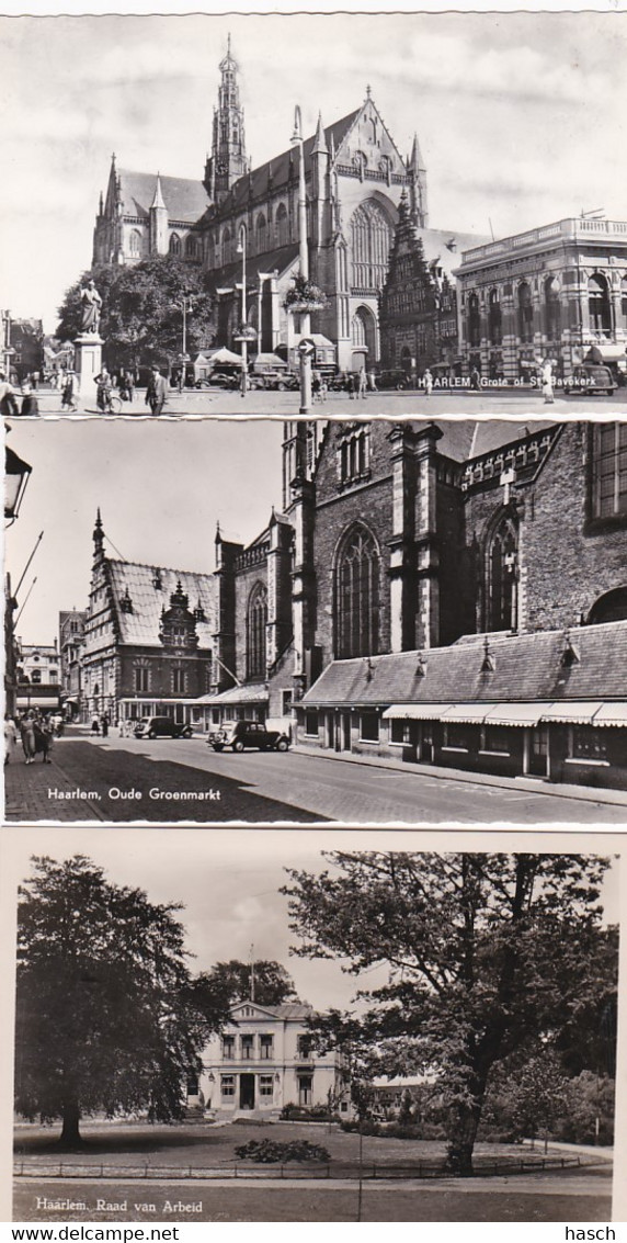 3765	55	Haarlem, Raad Van Arbeid-Oude Groenmarkt-St. Bavokerk (3 Kaarten) - Haarlem