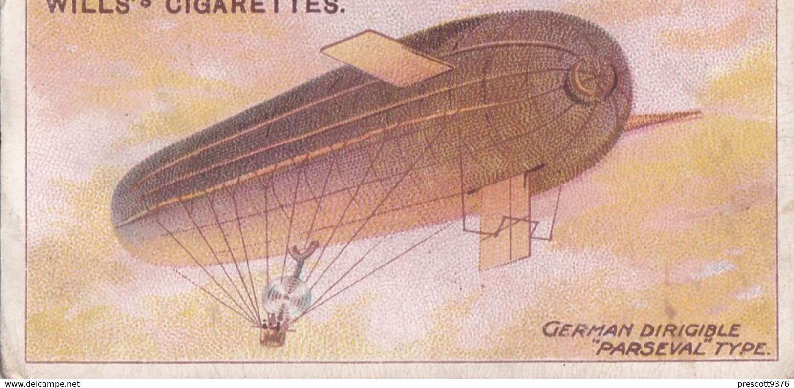 AVIATION 1910  -  15 German Parsival Type  - Wills Cigarette Card - Original  - Antique - Airship - Balloon - Wills