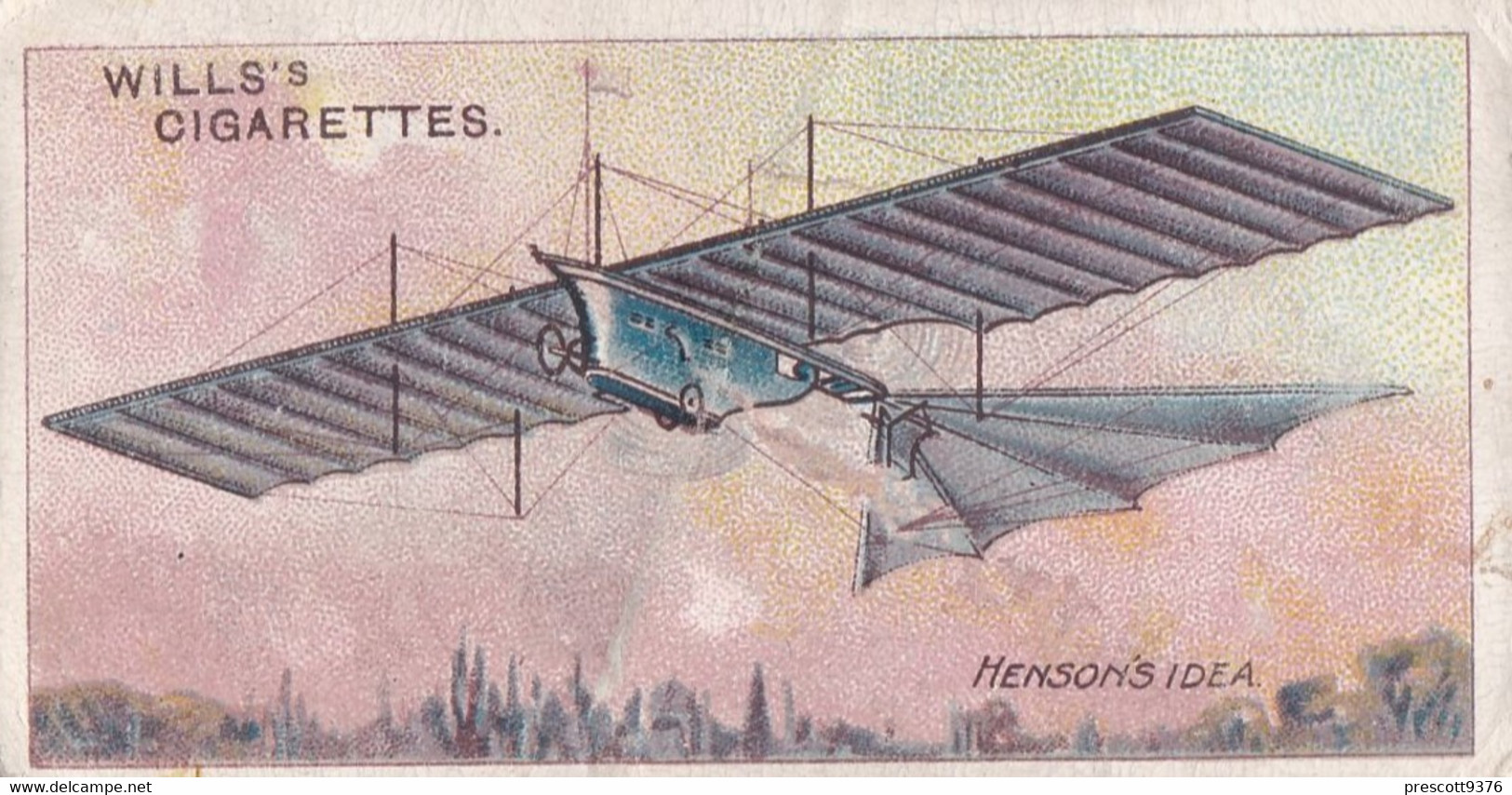 AVIATION 1910  -  25 Hensons Idea 1842  - Wills Cigarette Card - Original  - Antique - Airship - Balloon - Monoplane - Wills