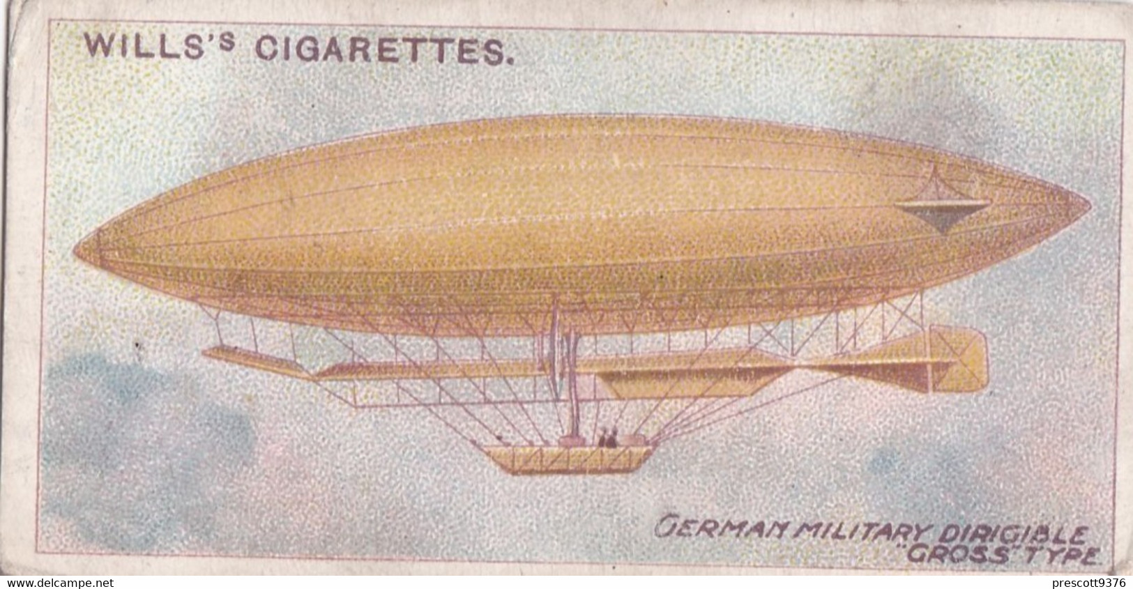 AVIATION 1910  - 18 German Military "Gross"   - Wills Cigarette Card - Original  - Antique - Airship - Balloon - - Wills