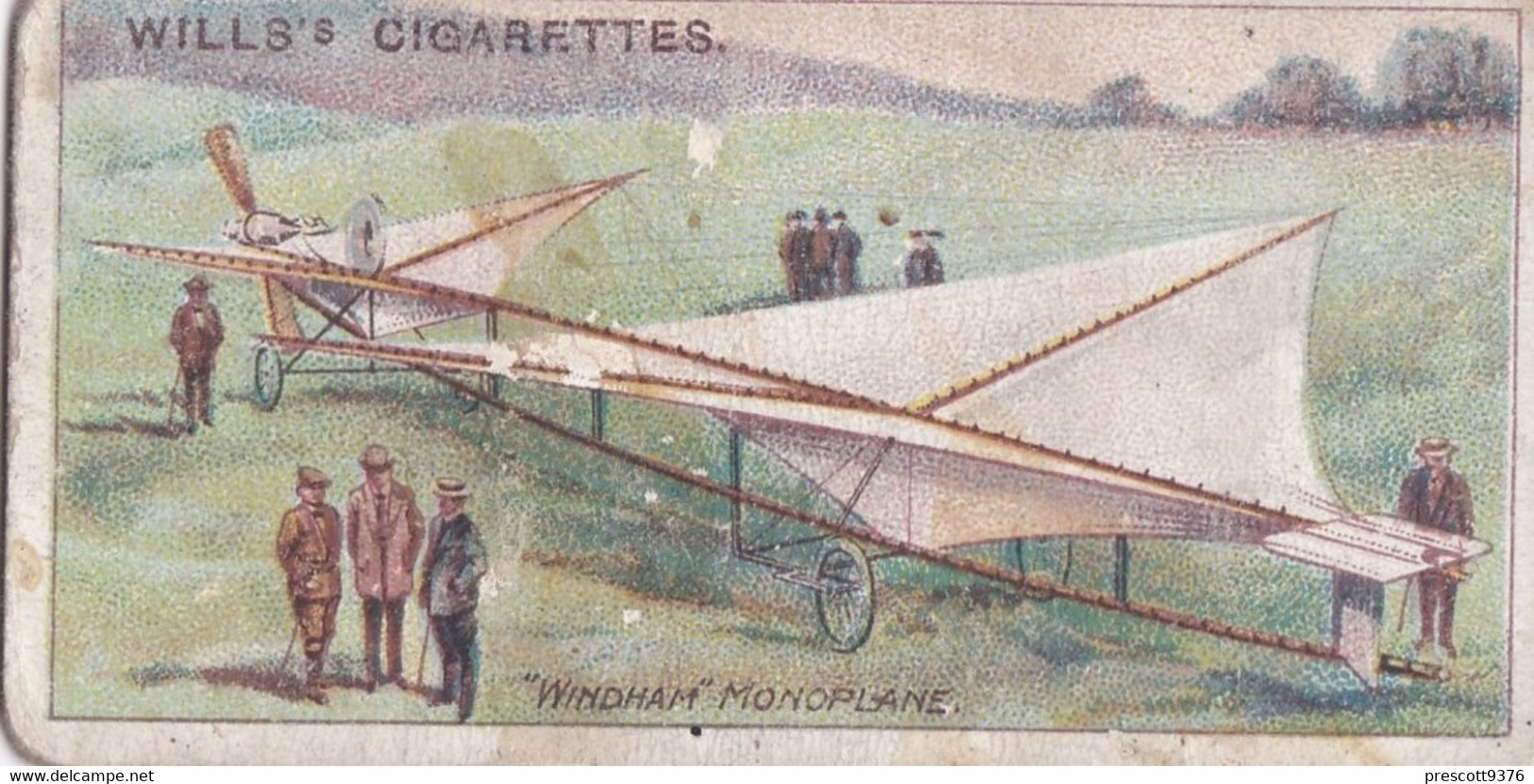 AVIATION 1910  -  40 The Windham Monoplane  - Wills Cigarette Card - Original  - Antique - Airship - Balloon - Monoplane - Wills