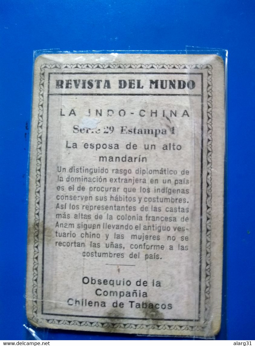 Annam.cromos(2) No Stamps.cig 43.cia Chilena De Tabaco.review Of World 1930.wife Of Mandarín &Moi Natives. - Autres & Non Classés