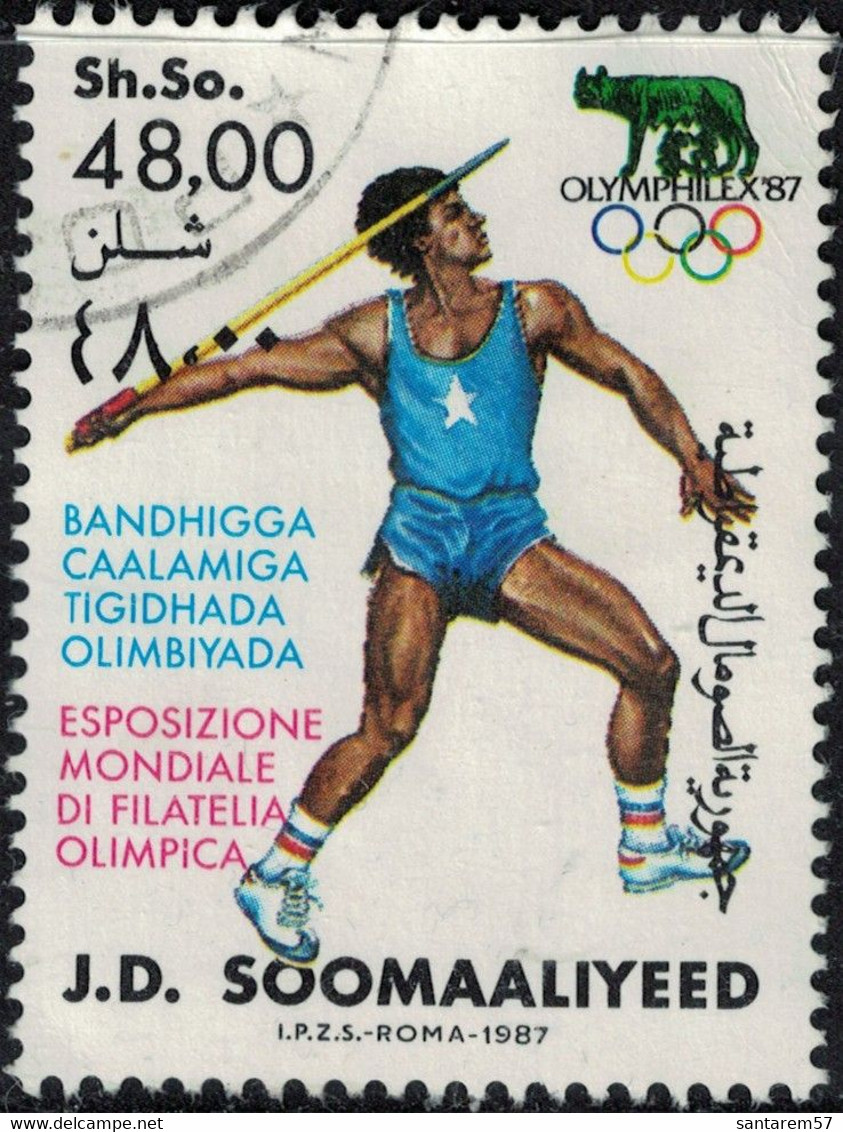 Somalie 1987 Oblitéré Used Sports Olympiques Javelin Lancer Du Javelot Y&T SO 349 SU - Somalia (1960-...)