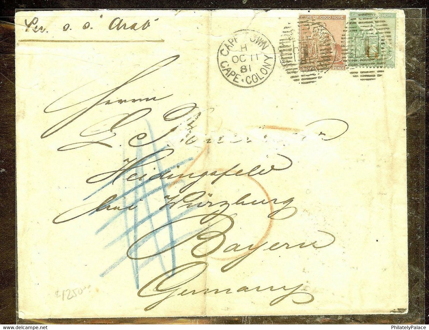 CAPE OF GOOD HOPE GRIQUALAND (P0210B) 1881 COMBINATION COVER TO GERMANY. RARE - Oficiales