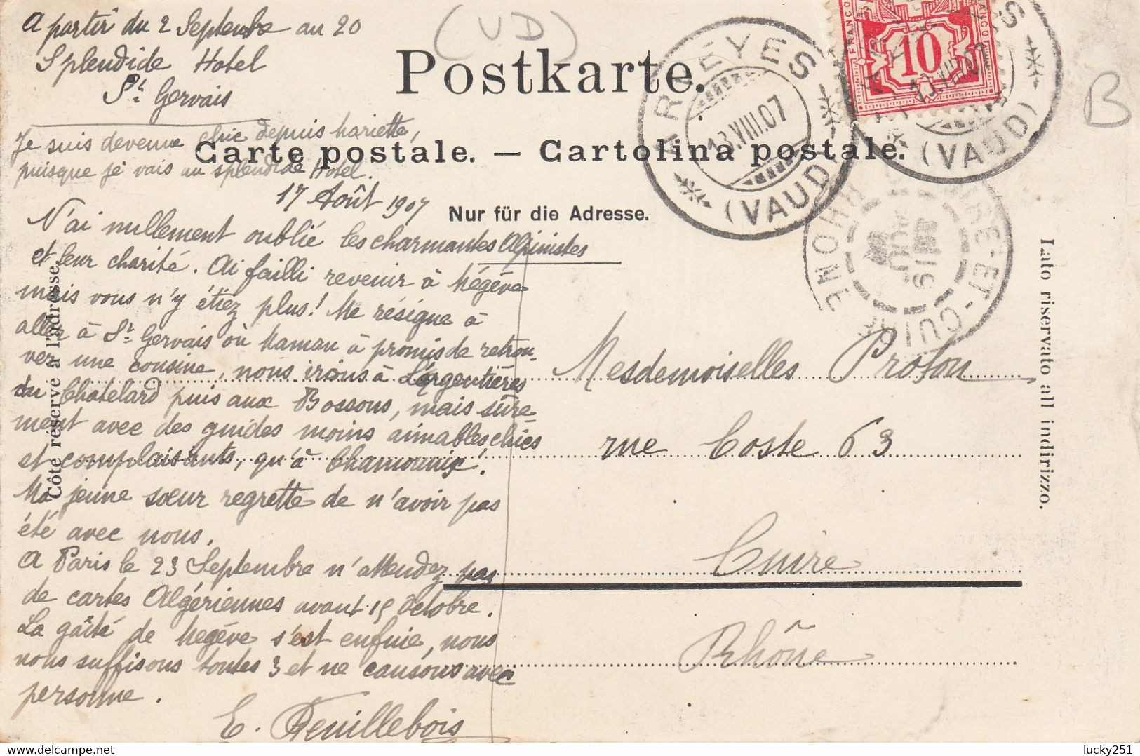 Suisse - Hôtel - Arveyes - Hôtel-Pension Des Sapins - Circulée 13/08/1907 - Sion