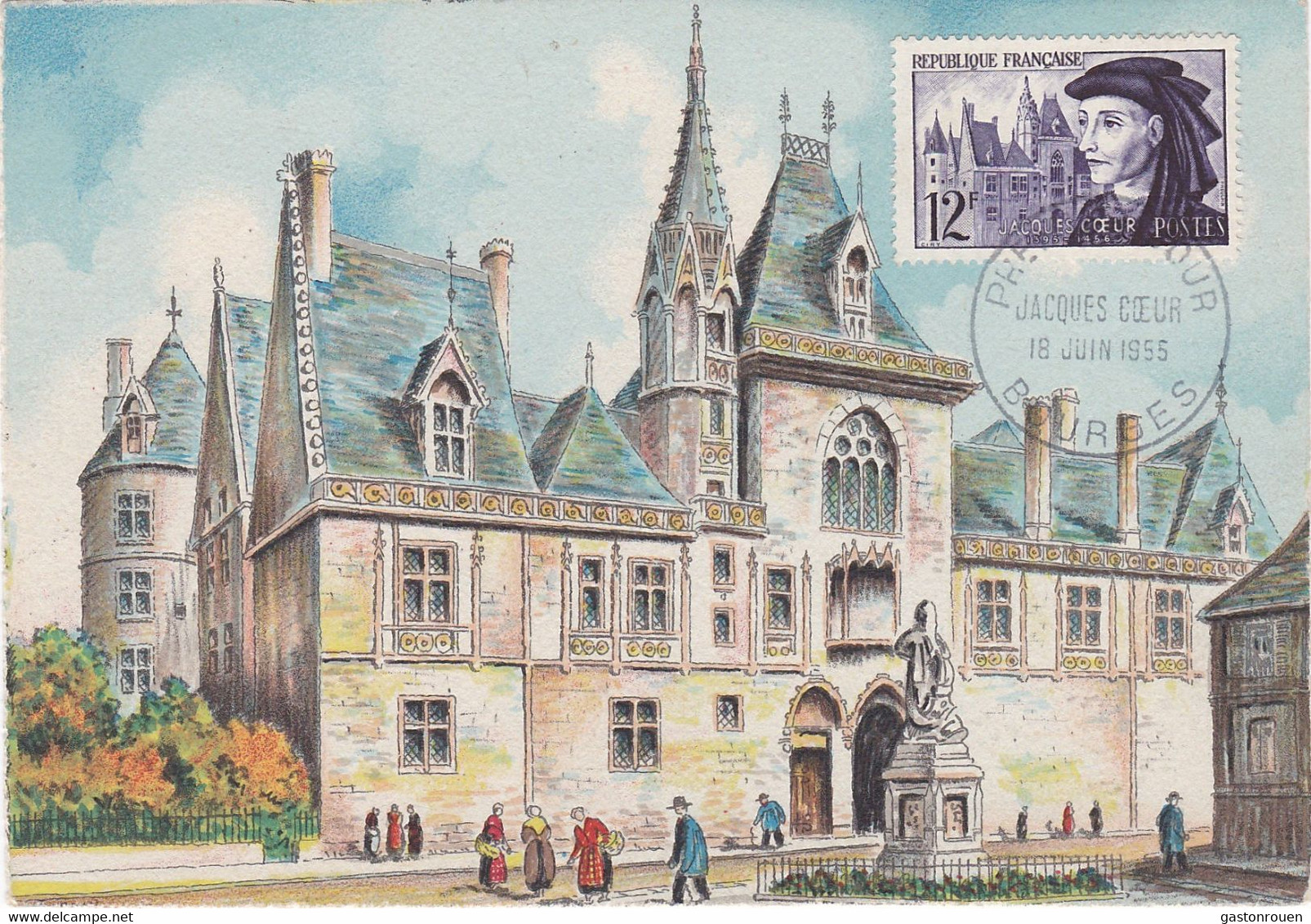 France Carte Maximum 1955 1034  Bourges Palais Jacques Coeur - 1950-1959