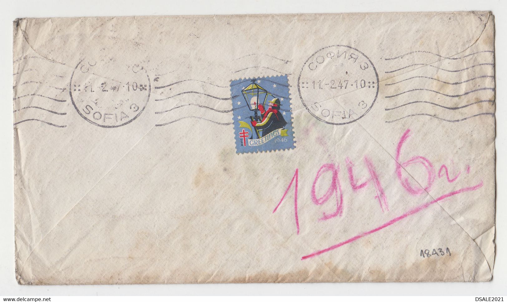 United States USA 1940s Airmail Cover Tuberculosis Label Sent To Bulgaria (18431) - Covers & Documents