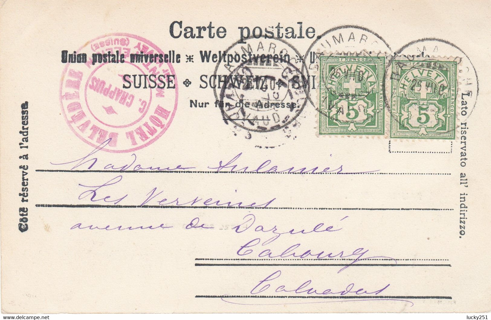 Suisse - Hôtel - Baumaroche - Hôtel Belvedère - Circulée 26/07/1901 - Roche