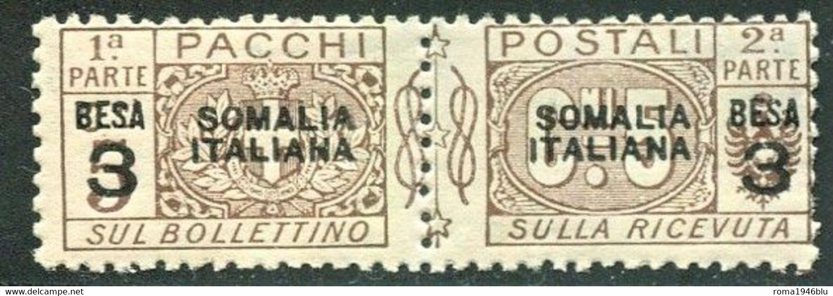 SOMALIA 1923 PACCHI POSTALI 3 B SU 5 C. SASSONE N.21  ** MNH - Somalie