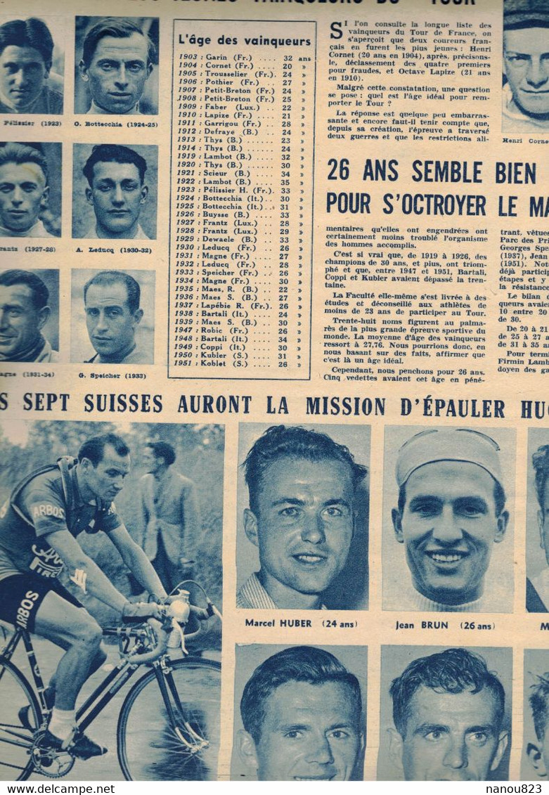 BUT CLUB LE MIROIR DES SPORTS N° HORS SERIE DE 40 PAGES AVEC LA CARTE ITINERAIRE OFFICIEL DU TOUR DE FRANCE 1952