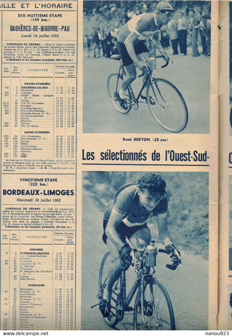 BUT CLUB LE MIROIR DES SPORTS N° HORS SERIE DE 40 PAGES AVEC LA CARTE ITINERAIRE OFFICIEL DU TOUR DE FRANCE 1952