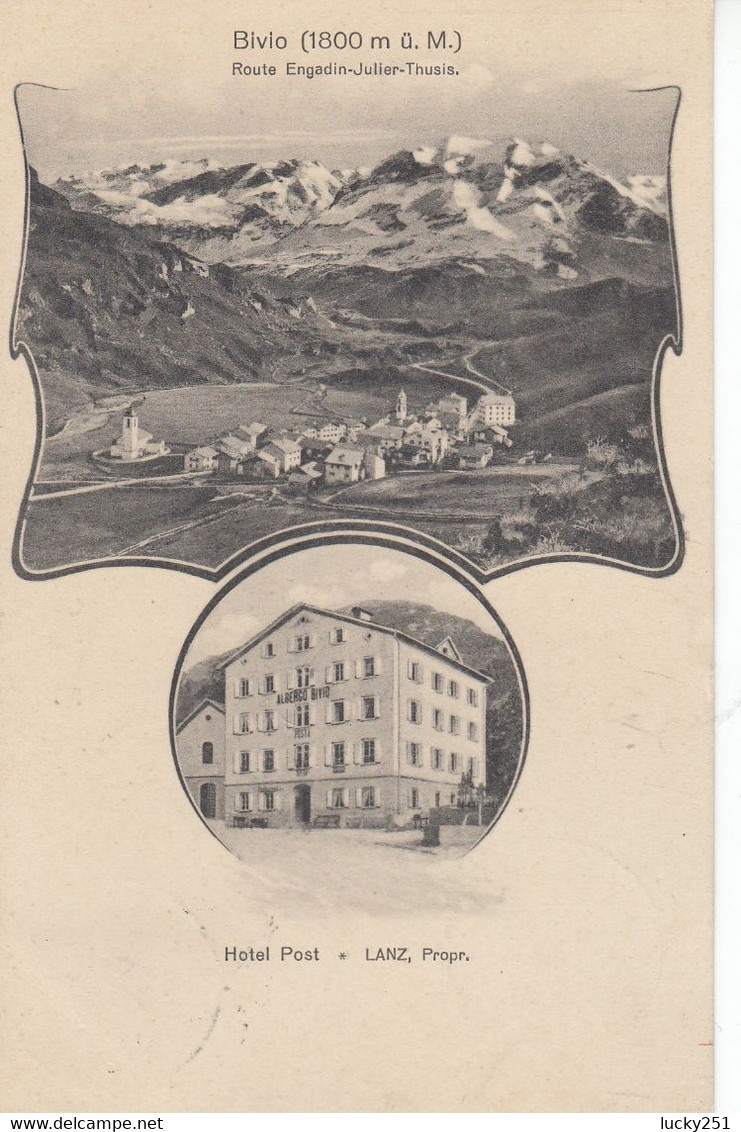 Suisse - Hôtel - Bivio - Hôtel Post - Circulée 08/08/1912 - Bivio