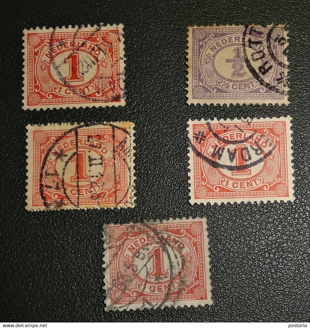 Nederland - NVPH - 4 X 51 (1 Cent) én 1 X 50 (0,5 Cent) - 1899 -  Gestempeld - Cancelled - Cijfer Vürtheim - Restantje - Oblitérés