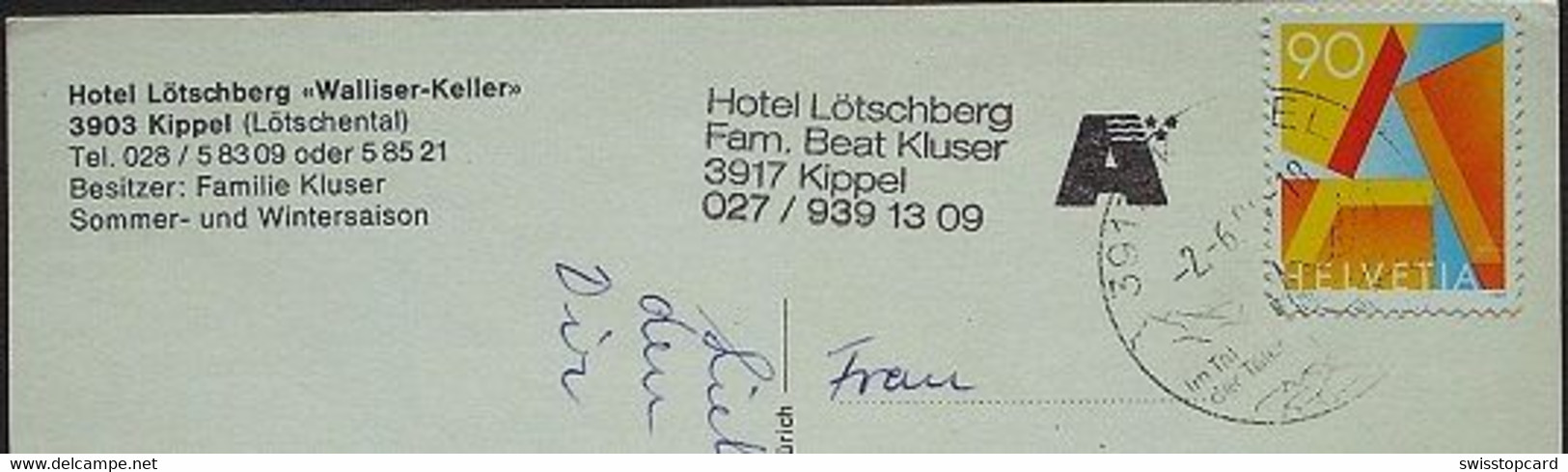 KIPPEL Bar-Restaurant Hotel Lötschberg Walliser-Keller Bes.: Familie Kluser Skillift Stempel Hotel - Kippel