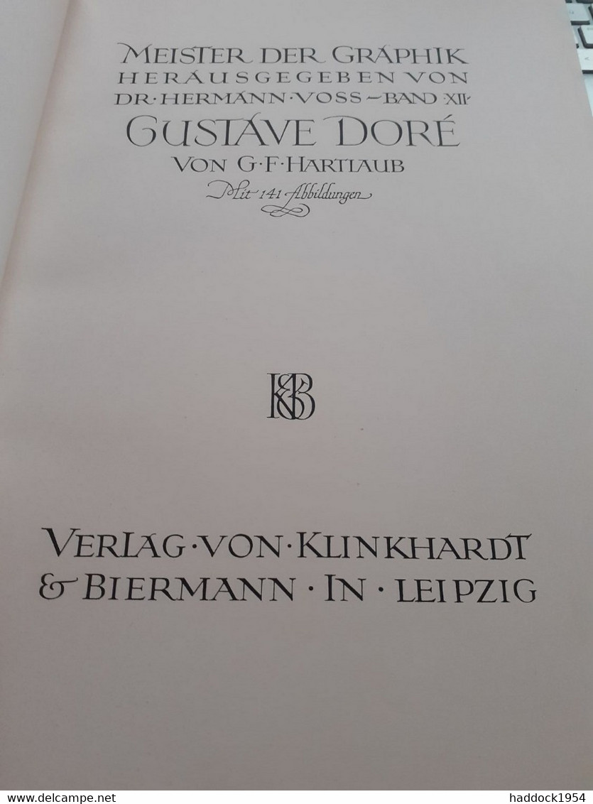 Gustave Doré G.F. HARTLAUB Von Klinkardt 1923 - Kunstführer