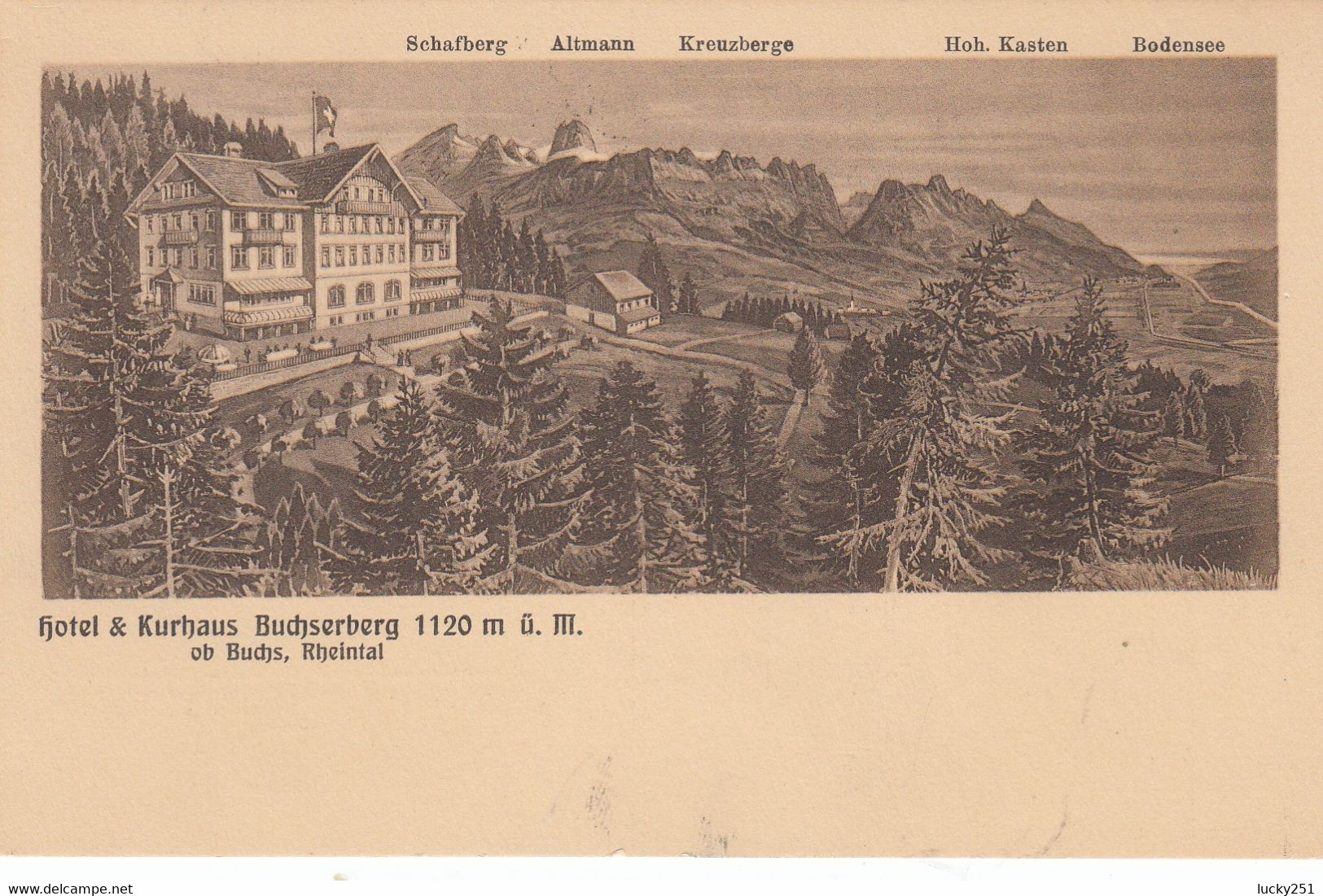 Suisse - Hôtel - Buchserberg- Hôtel Kurhaus - Circulée 30/07/1918 - Litho - Berg