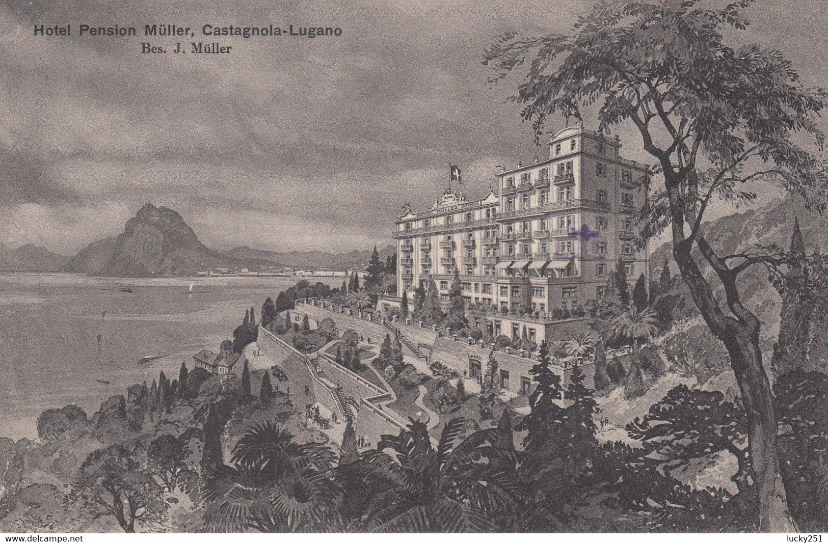 Suisse - Hôtel - Castagnola - Hôtel Pension Müller - Circulée 02/03/1916 - Litho - Agno