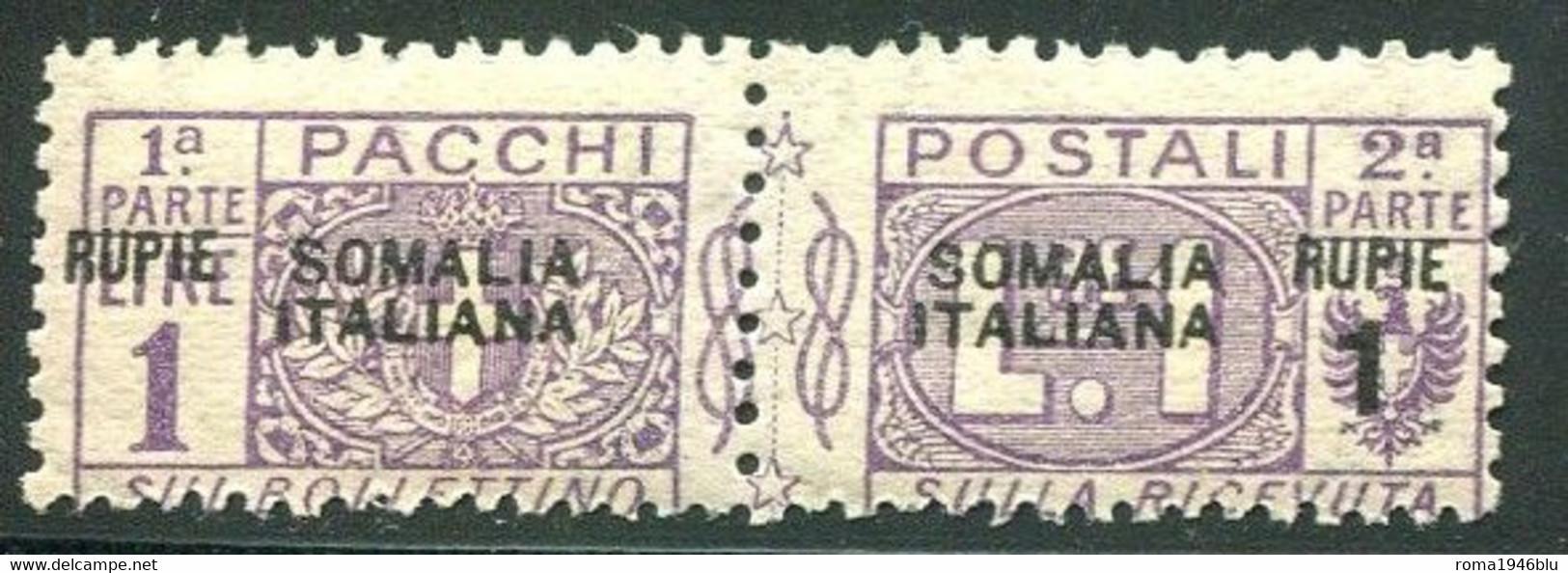 SOMALIA 1923 PACCHI POSTALI 1 R. SU 1 L. SASSONE N.26  * GOMMA ORIGINALE - Somalia