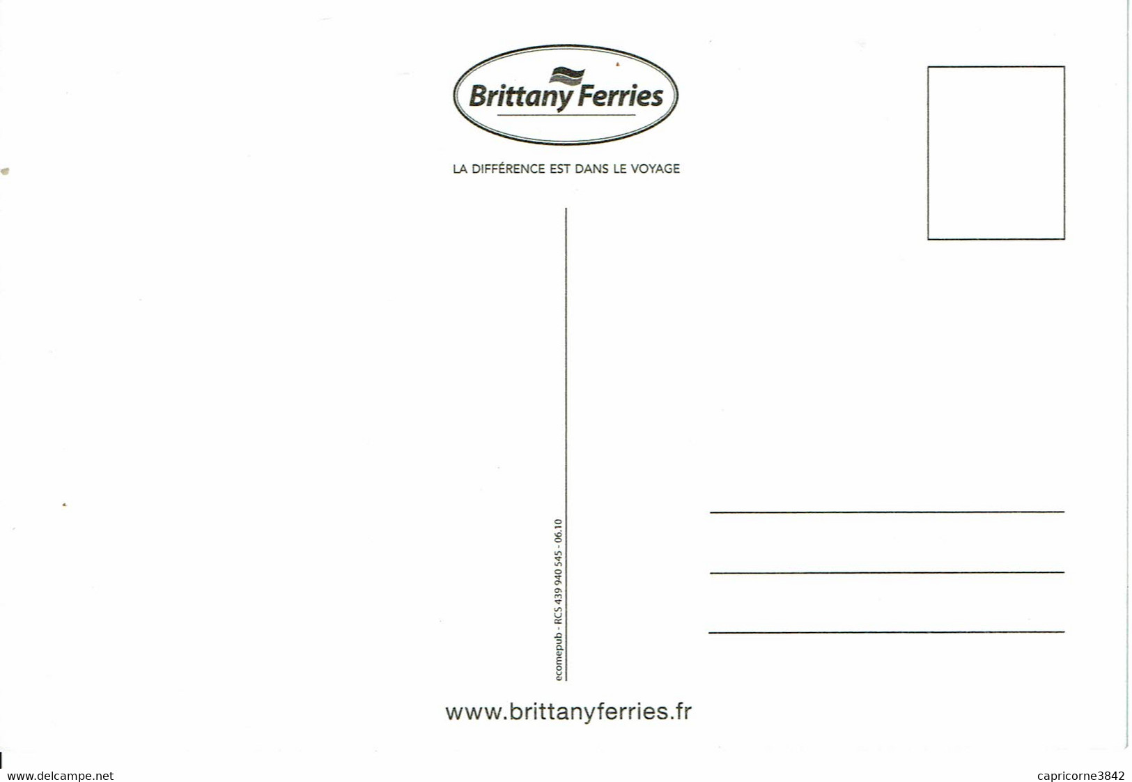 Carte Postale Promotionnelle De La Compagnie Brittany Ferries à Ouistreham - Ferries