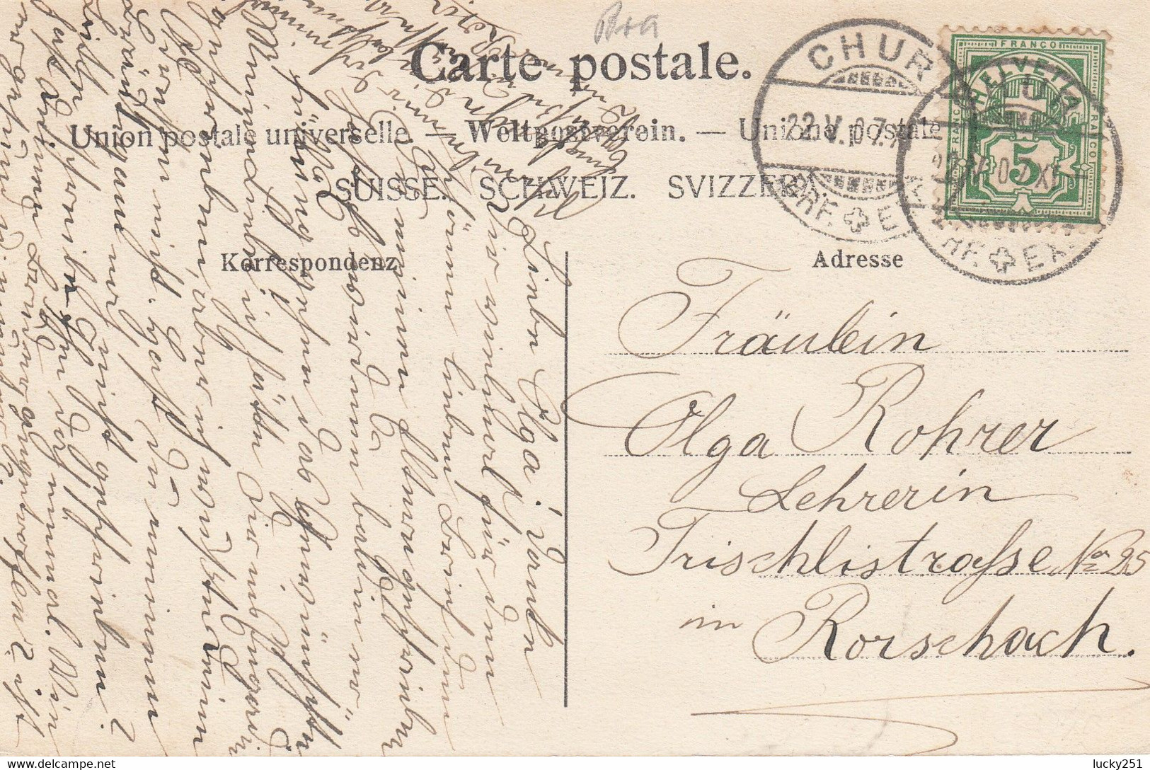 Suisse - Hôtel - Chur - Hôtel Steinbock - Circulée 22/05/1907 - Coira