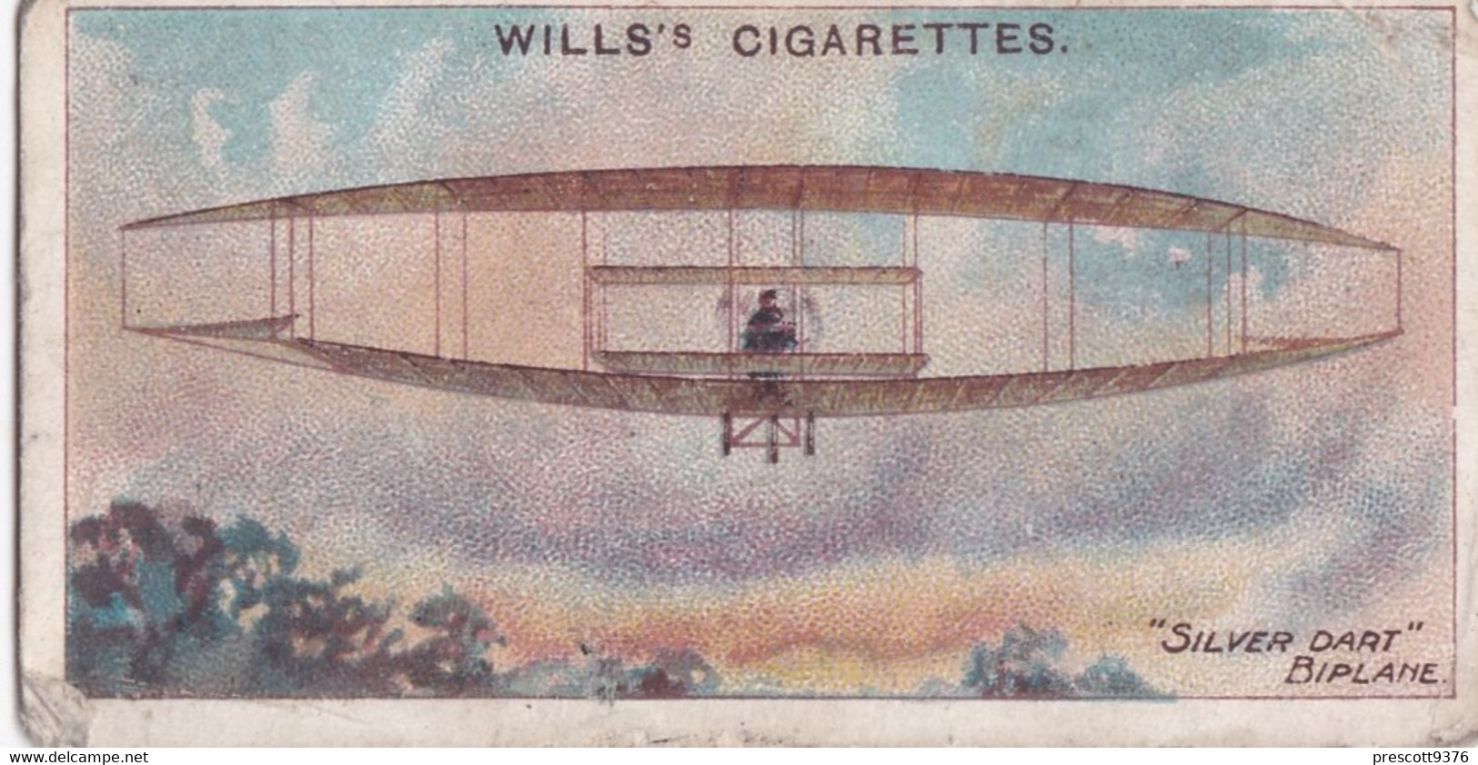 AVIATION 1910  - 43 Silver Dart  - Wills Cigarette Card - Original  - Antique - Airship - Monoplane - Wills