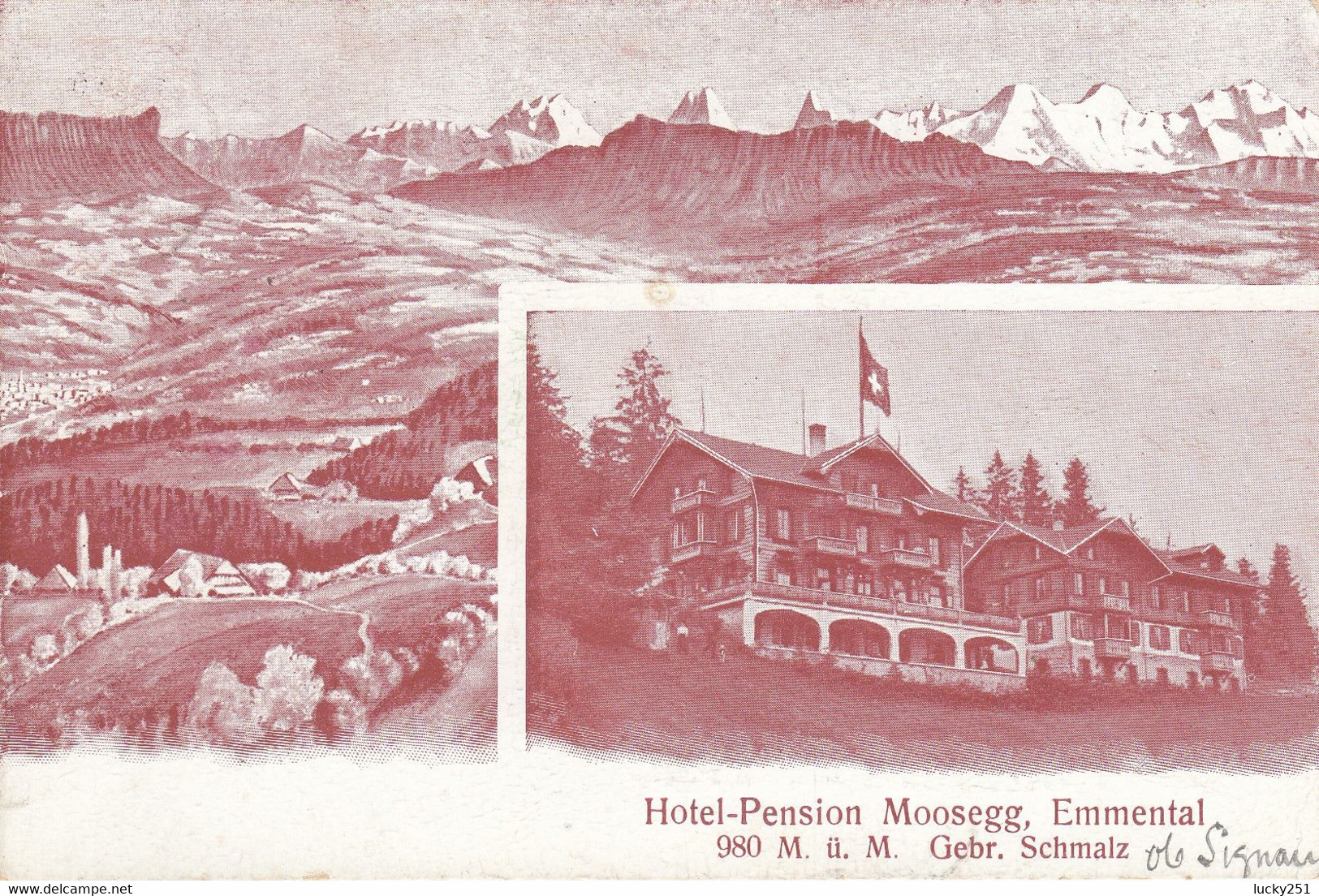 Suisse - Hôtel - Emmental- Hôtel Pension Moosegg  - Circulée 24/06/1912  - Litho - Sion