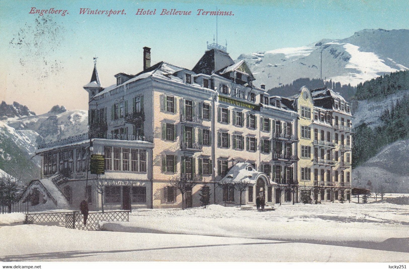 Suisse - Hôtel - Engelbert - Hôtel Bellevue Terminus  - Circulée 30/01/1914 - Litho - Bellevue