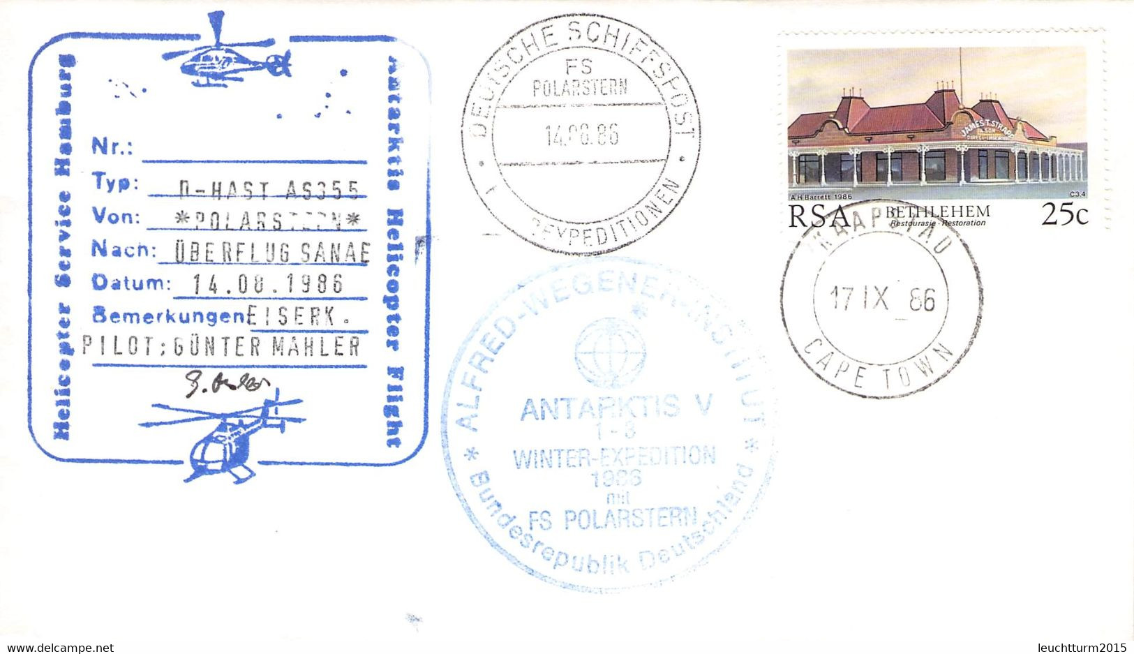 SOUTH AFRICA - DEUTSCHE SCHIFFSPOST 1986 CAPE TOWN / PR154 - Lettres & Documents