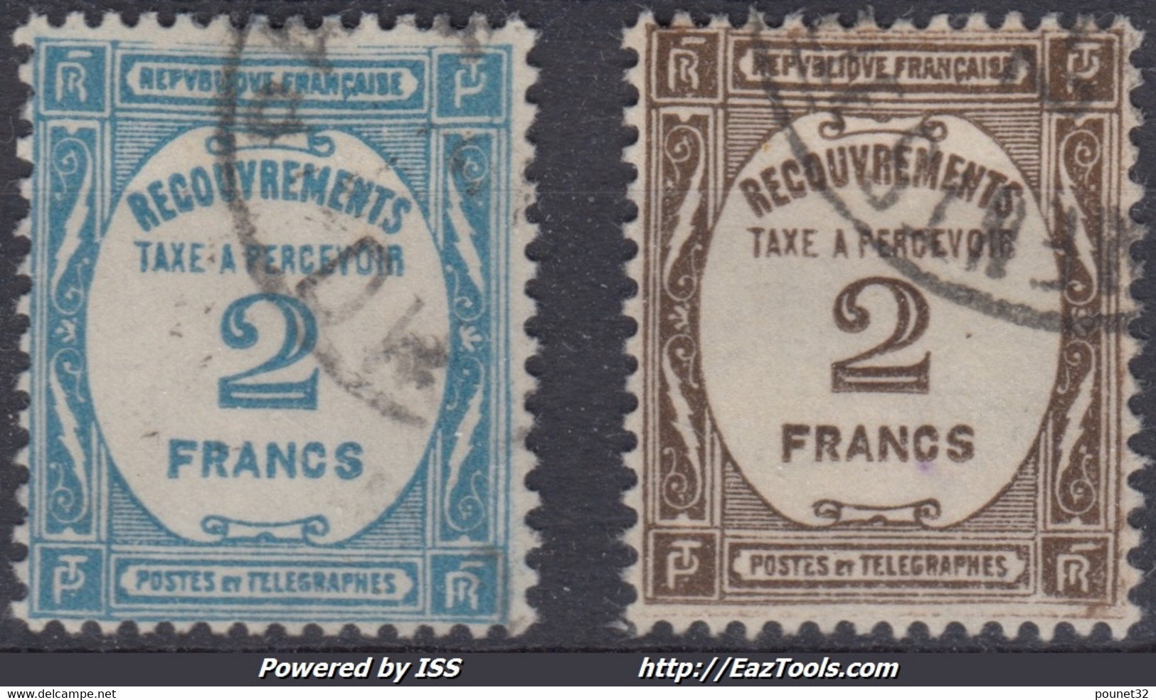 FRANCE : TAXE A PERCEVOIR N° 61/62 OBLITERATIONS CHOISIES - 1859-1959 Gebraucht